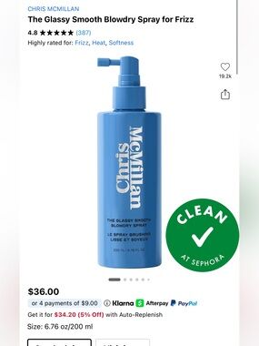 Chris McMillan the glassy smooth blow dry spray for frizz. New!